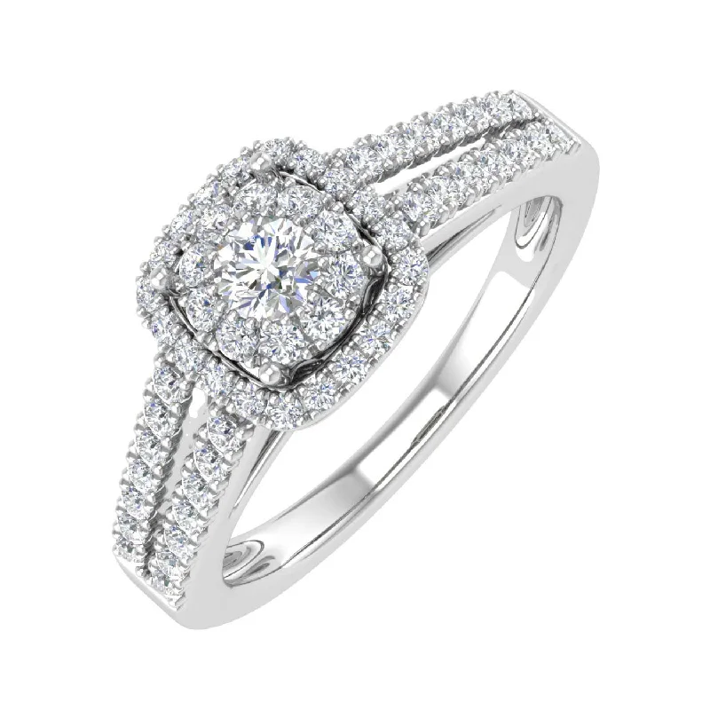Elegant Jewelry, Exclusive Prices – Shop Now 1/2 Carat Prong Set Diamond Cushion Cut Halo Engagement Ring in Gold Elegant Jewelry, Exclusive Prices – Shop Now 1/2 Carat Prong Set Diamond Cushion Cut Halo Engagement Ring in Gold