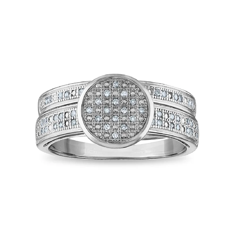 Discounted Luxury Jewelry – Shine Without The Splurge 1/7 CTW Diamond Cluster Bridal Set Ring in Rhodium Plated Sterling Silver Discounted Luxury Jewelry – Shine Without The Splurge 1/7 CTW Diamond Cluster Bridal Set Ring in Rhodium Plated Sterling Silver