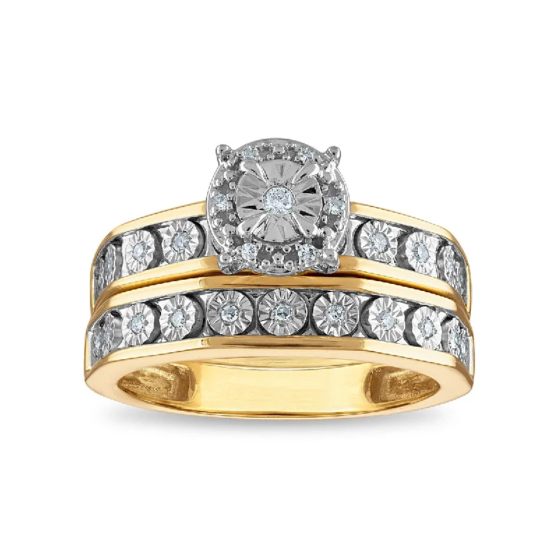 Trending Jewelry Styles Now At Limited-Time Discounts 1/7 CTW Diamond Illusion Set Classic Bridal Set Ring in 10KT White and Yellow Gold Trending Jewelry Styles Now At Limited-Time Discounts 1/7 CTW Diamond Illusion Set Classic Bridal Set Ring in 10KT White and Yellow Gold