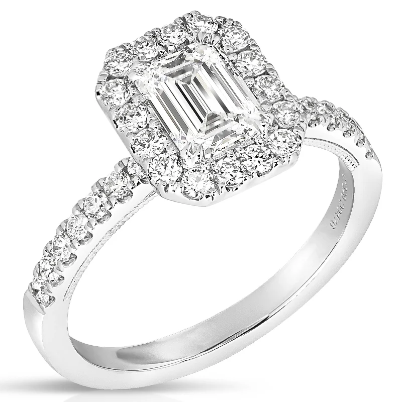 Modern Statement Jewelry For Bold Styling 1 Ct Emerald Cut Complete Engagement Ring