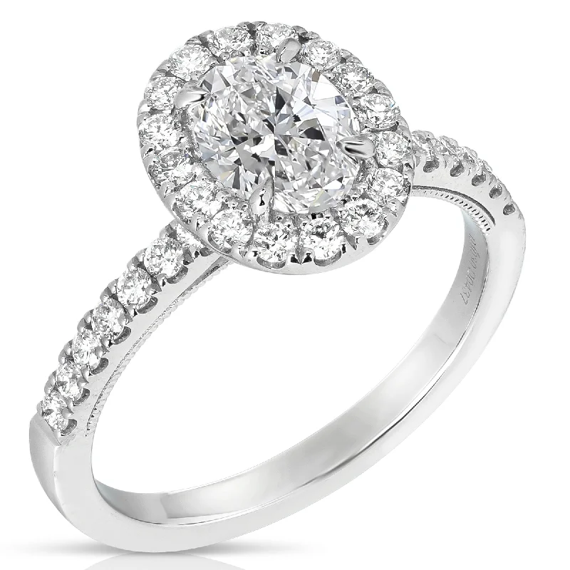 2 1/2 Ct Total Weight Oval Lab Grown Halo Engagement Ring