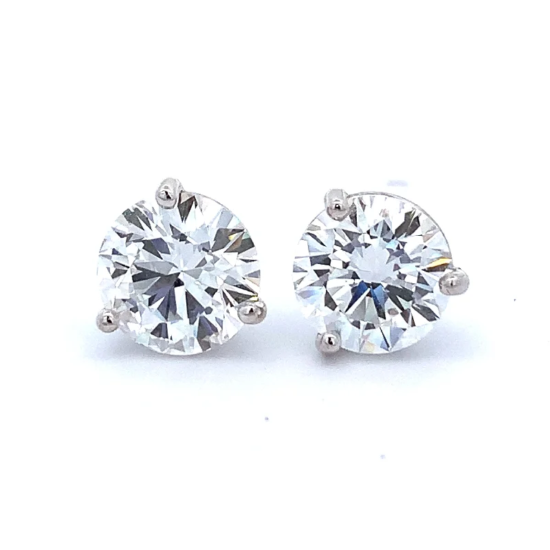 3.04 CTW GIA Excellent Cut Diamond Stud Earrings in White Gold