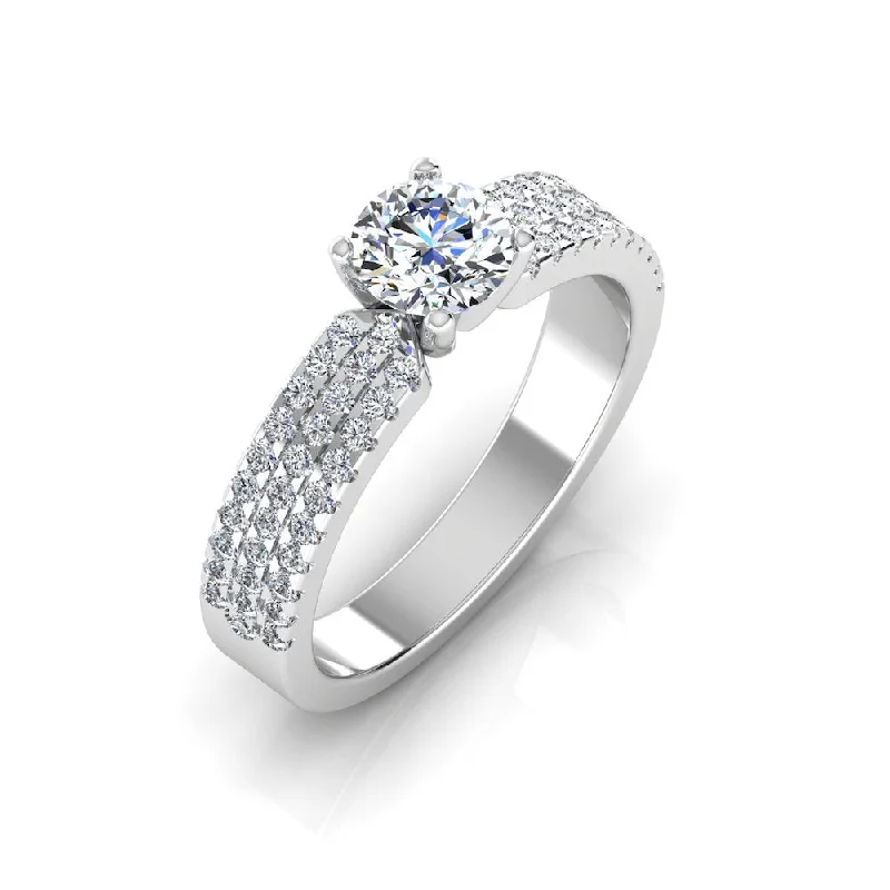 Exclusive Online Jewelry Sale – Don't Wait 3-Row Round Cut Prong Moissanite Engagement Ring Exclusive Online Jewelry Sale – Don't Wait 3-Row Round Cut Prong Moissanite Engagement Ring