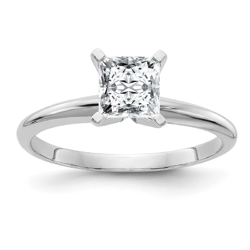 Limited-Stock Jewelry Sale – Once It's Gone, It's Gone 5.5MM Princess Cut Moissanite Solitaire Engagement Ring in 14KT White Gold; Size 6 Limited-Stock Jewelry Sale – Once It's Gone, It's Gone 5.5MM Princess Cut Moissanite Solitaire Engagement Ring in 14KT White Gold; Size 6