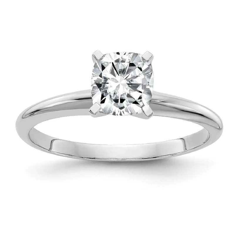 Exclusive Gemstone Jewelry At Special Prices 6MM Cushion Moissanite Solitaire Engagement Ring in 14KT White Gold; Size 5 Exclusive Gemstone Jewelry At Special Prices 6MM Cushion Moissanite Solitaire Engagement Ring in 14KT White Gold; Size 5
