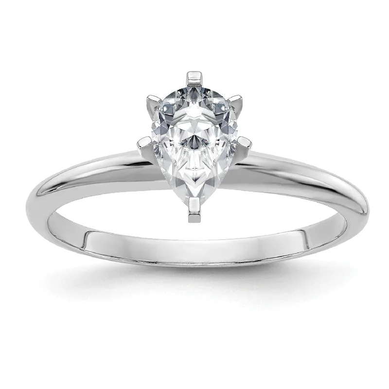 Shop Dazzling Jewelry At The Best Prices 8X5MM Pear Moissanite Solitaire Engagement Ring in 14KT White Gold; Size 8 Shop Dazzling Jewelry At The Best Prices 8X5MM Pear Moissanite Solitaire Engagement Ring in 14KT White Gold; Size 8