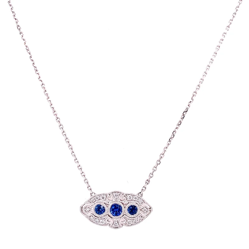 Jewelry Deals That Outshine The Rest Art Deco Inspired Sapphire and Diamond Necklace in White Gold Jewelry Deals That Outshine The Rest Art Deco Inspired Sapphire and Diamond Necklace in White Gold