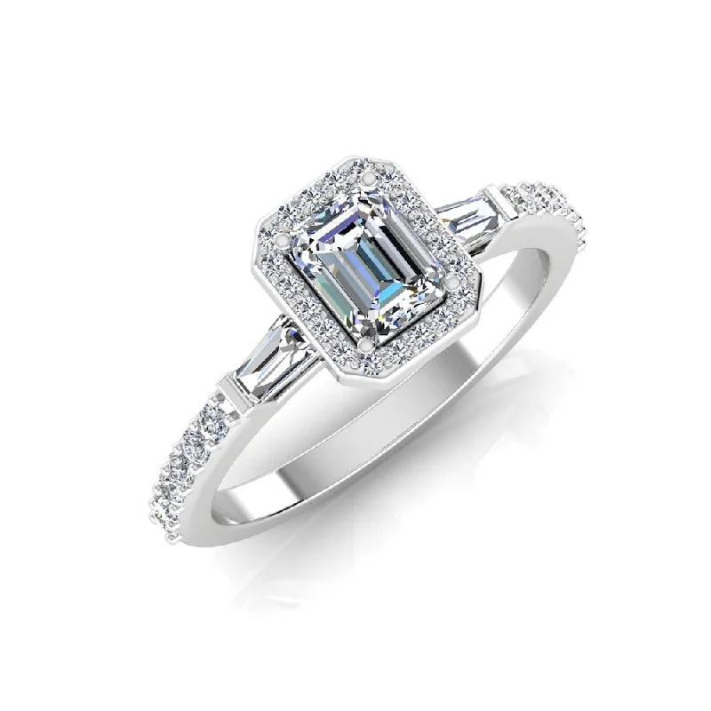 Jewelry Sale Alert – Shop Timeless Elegance Today Baguette & Round Cut Halo Moissanite Engagement Ring Jewelry Sale Alert – Shop Timeless Elegance Today Baguette & Round Cut Halo Moissanite Engagement Ring