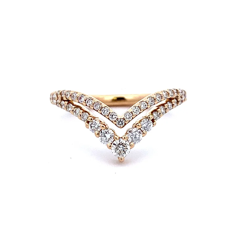 Chevron Style Diamond Band in Yellow Gold