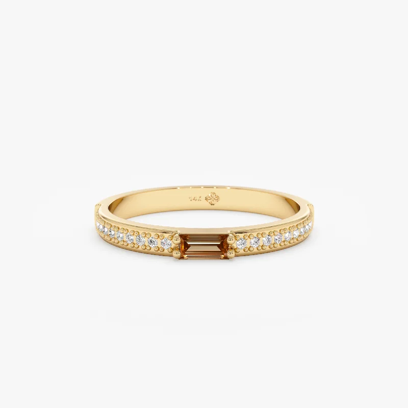 Everyday Jewelry Essentials Now On Sale Diamond and Baguette Citrine Ring, Madilyn Everyday Jewelry Essentials Now On Sale Diamond and Baguette Citrine Ring, Madilyn