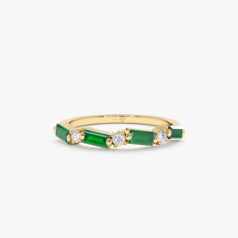Shop Dazzling Jewelry With Special Promotional Discounts Diamond and Baguette Emerald Ring, Nicki Shop Dazzling Jewelry With Special Promotional Discounts Diamond and Baguette Emerald Ring, Nicki