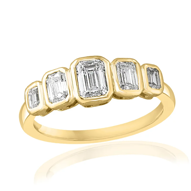 Waterproof Stainless Steel Jewelry For Lasting Beauty Emerald Cut Diamond Band in Yellow Gold Waterproof Stainless Steel Jewelry For Lasting Beauty Emerald Cut Diamond Band in Yellow Gold