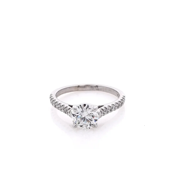 Estate Flyer Fit 14 Karat White Gold Diamond Engagement Ring with GIA Certification