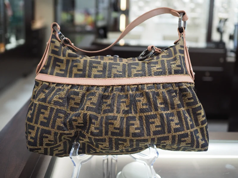 Luxury Jewelry At Unbeatable Discounts Fendi Chef Zucca Hobo Bag with Dusty Rose Accents Luxury Jewelry At Unbeatable Discounts Fendi Chef Zucca Hobo Bag with Dusty Rose Accents
