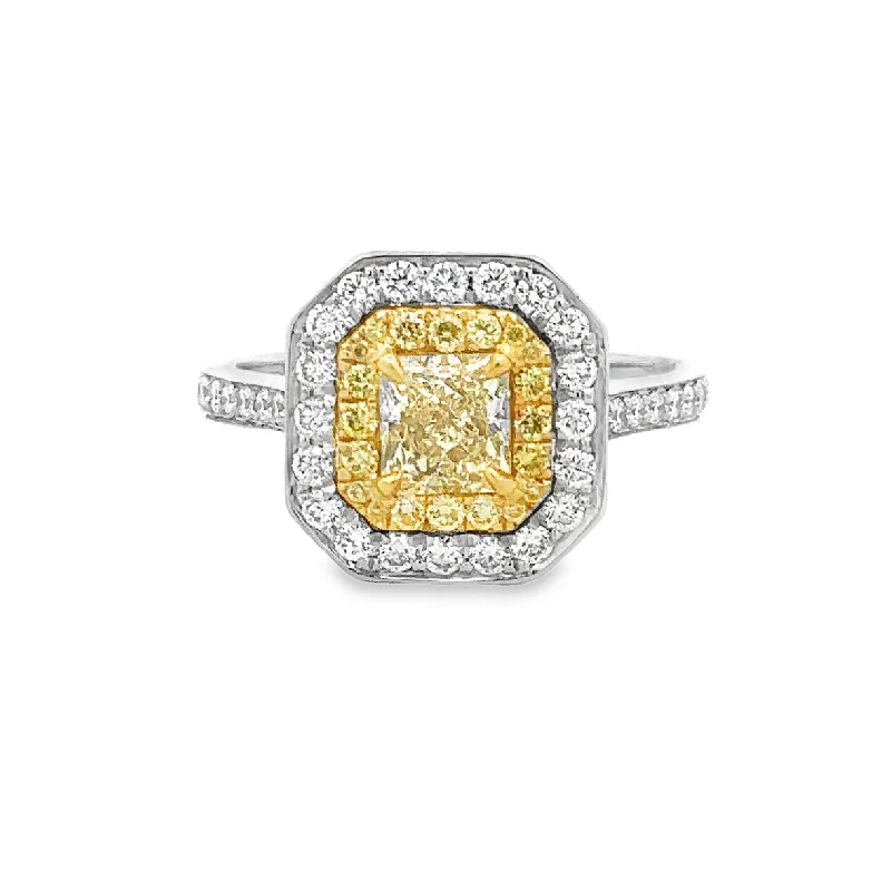 GIA .74 ct. Radiant Cut Diamond Ring in Platinum & 18k Gold