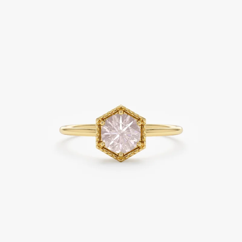 Don't Miss These Dazzling Jewelry Discounts Hexagon Rose Quartz Ring, Anaya