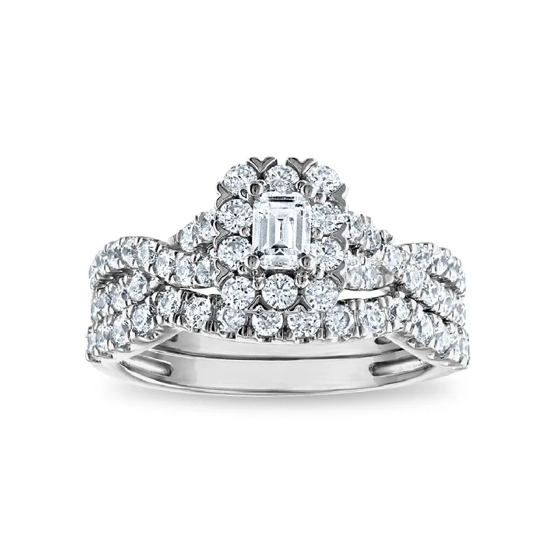Make Your Outfit Shine With Discounted Jewelry LoveSong 88 EcoLove 1 1/4 CTW Lab Grown Diamond Halo Bridal Set Ring in 14KT White Gold Make Your Outfit Shine With Discounted Jewelry LoveSong 88 EcoLove 1 1/4 CTW Lab Grown Diamond Halo Bridal Set Ring in 14KT White Gold