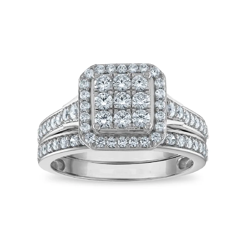Shop Trending Jewelry With Exclusive Savings LoveSong EcoLove 1 CTW Lab Grown Diamond Cluster Halo Bridal Set in 10KT White Gold Shop Trending Jewelry With Exclusive Savings LoveSong EcoLove 1 CTW Lab Grown Diamond Cluster Halo Bridal Set in 10KT White Gold