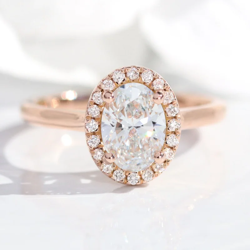 Shop Dazzling Jewelry With Special Promotional Discounts Oval Lab Diamond Ring Plain Band w/ Natural Diamonds in Luna Halo Ring Shop Dazzling Jewelry With Special Promotional Discounts Oval Lab Diamond Ring Plain Band w/ Natural Diamonds in Luna Halo Ring