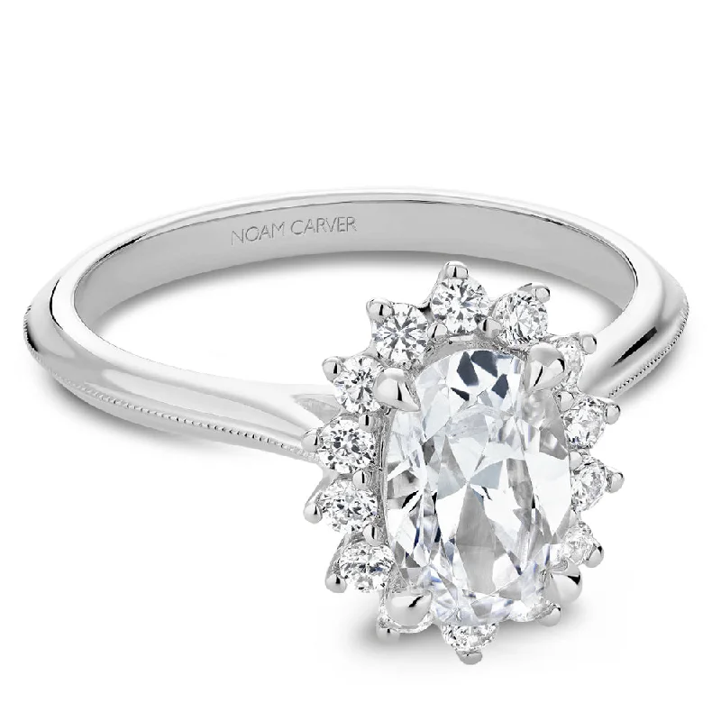 Noam Carver Oval Diamond Starburst Halo Solitaire Engagement Ring B367-01A