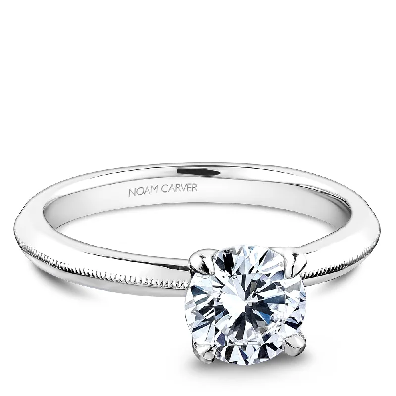 Must-Have Jewelry At Unbelievable Discounts Noam Carver Solitaire Engagement Ring with Diamond Collar Detail B342-01A Must-Have Jewelry At Unbelievable Discounts Noam Carver Solitaire Engagement Ring with Diamond Collar Detail B342-01A