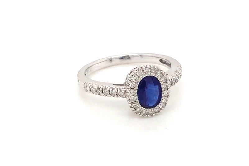 Oval Sapphire & Diamond Halo Ring