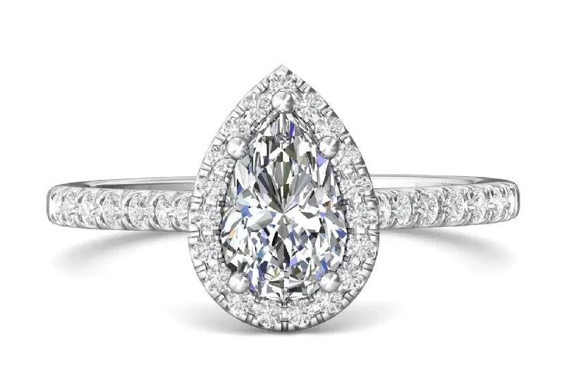 Martin Flyer Pear Shape Diamond Halo Engagement Ring Semi-Mount