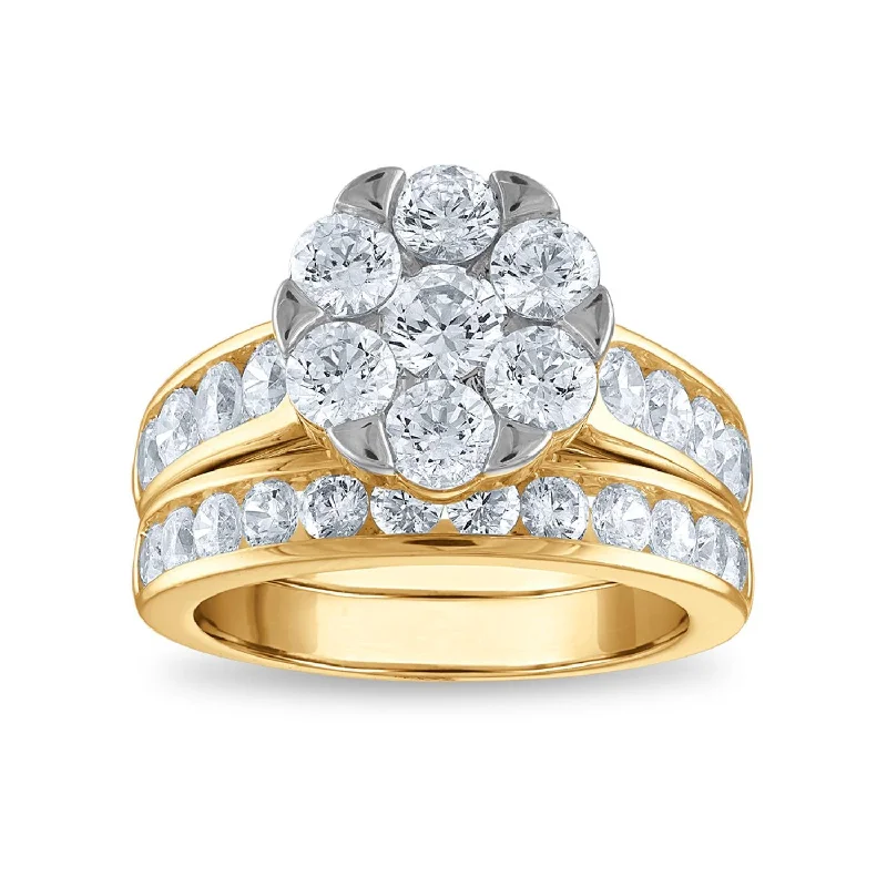 Glamorous Jewelry, Glamorous Deals – Shop Now Signature EcoLove 3 CTW Lab Grown Diamond Cluster Bridal Set Ring in 14KT Yellow Gold Glamorous Jewelry, Glamorous Deals – Shop Now Signature EcoLove 3 CTW Lab Grown Diamond Cluster Bridal Set Ring in 14KT Yellow Gold