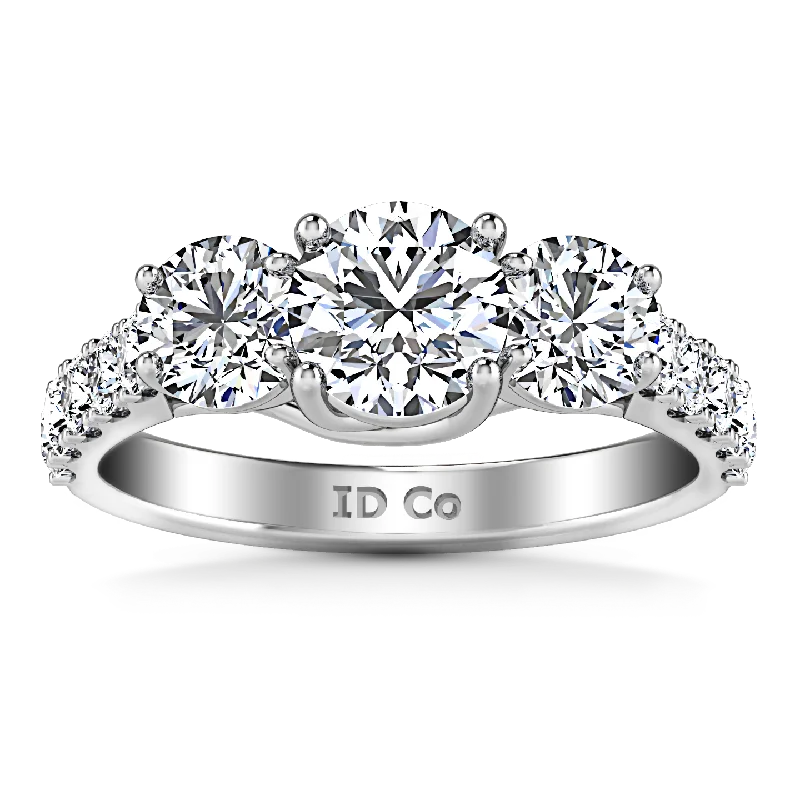 Versatile Layering Jewelry For Effortless Chic Three Stone Engagement Ring Victoria 14K White Gold Versatile Layering Jewelry For Effortless Chic Three Stone Engagement Ring Victoria 14K White Gold