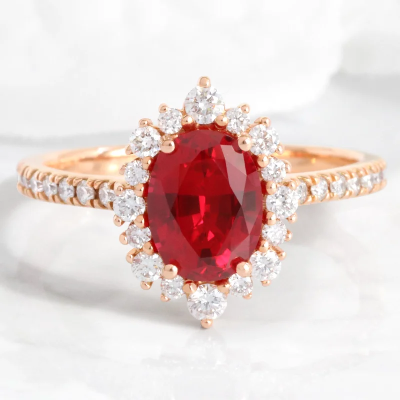 Elegant Jewelry, Exclusive Prices – Shop Now Oval Ruby Engagement Ring in Tiara Halo Diamond Pave Band Elegant Jewelry, Exclusive Prices – Shop Now Oval Ruby Engagement Ring in Tiara Halo Diamond Pave Band