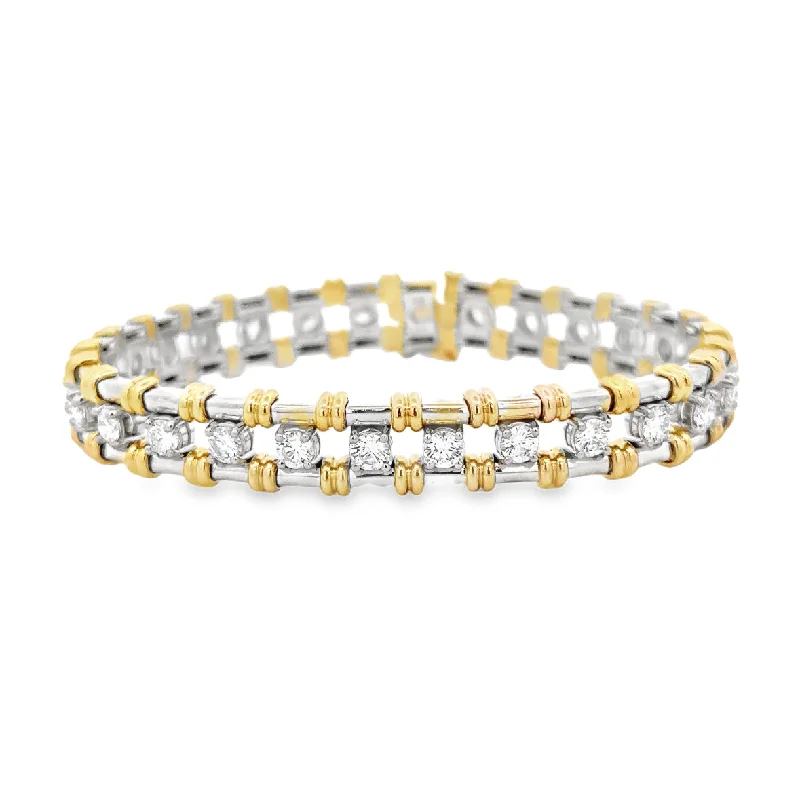 Shop Jewelry That Shines Without The High Price Two Tone Diamond Bracelet in 18k Gold Shop Jewelry That Shines Without The High Price Two Tone Diamond Bracelet in 18k Gold