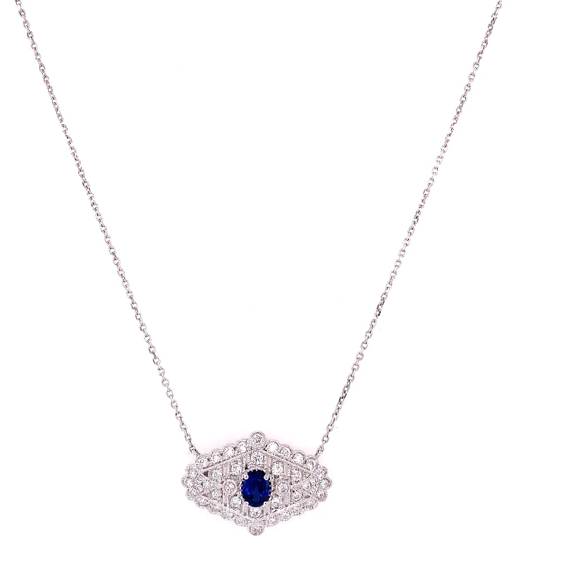 High-End Sparkle, Low-End Prices – Jewelry Sale Live Vintage Inspired Sapphire and Diamond Necklace in White Gold High-End Sparkle, Low-End Prices – Jewelry Sale Live Vintage Inspired Sapphire and Diamond Necklace in White Gold