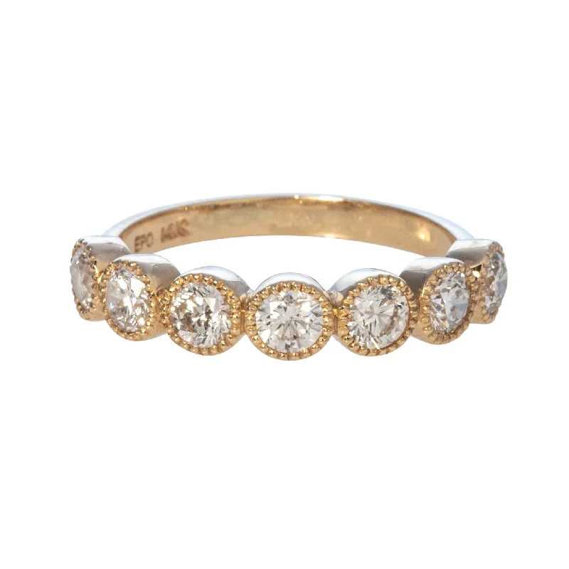 Exclusive Gemstone Jewelry Markdowns – Shop Now .93ct Diamond Bezel Milgrain Halfway 14K Yellow Gold Band