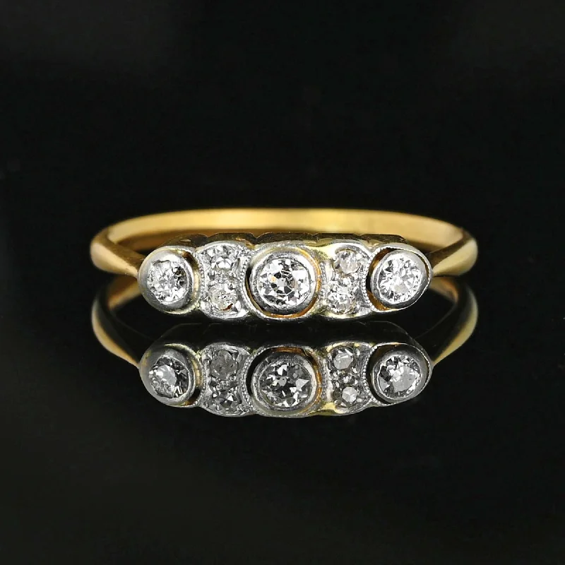 Antique European Cut Diamond Ring Band in 18K Gold