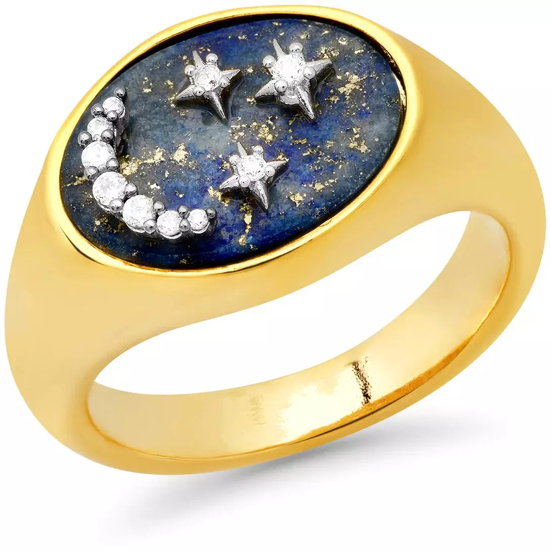 Exclusive Jewelry Sale – Shine For Less TAI GOLD LAPIS MOON & STAR SIGNET RING