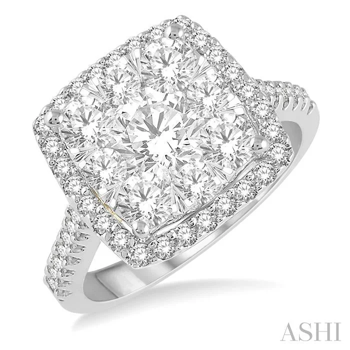 Handcrafted Beauty At Affordable Prices CUSHION SHAPE HALO LOVEBRIGHT ESSENTIAL DIAMOND ENGAGEMENT RING
