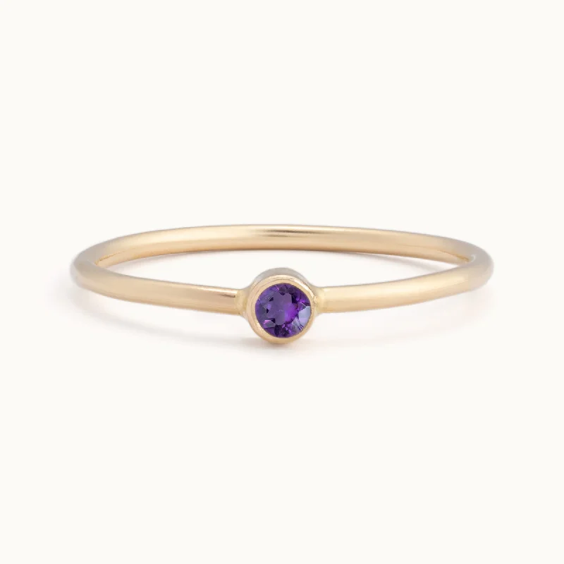 Custom Amethyst Birthstone Stacking Ring | 10K Yellow Gold