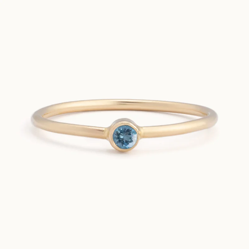 Custom Aquamarine Birthstone Stacking Ring | 10K Yellow Gold