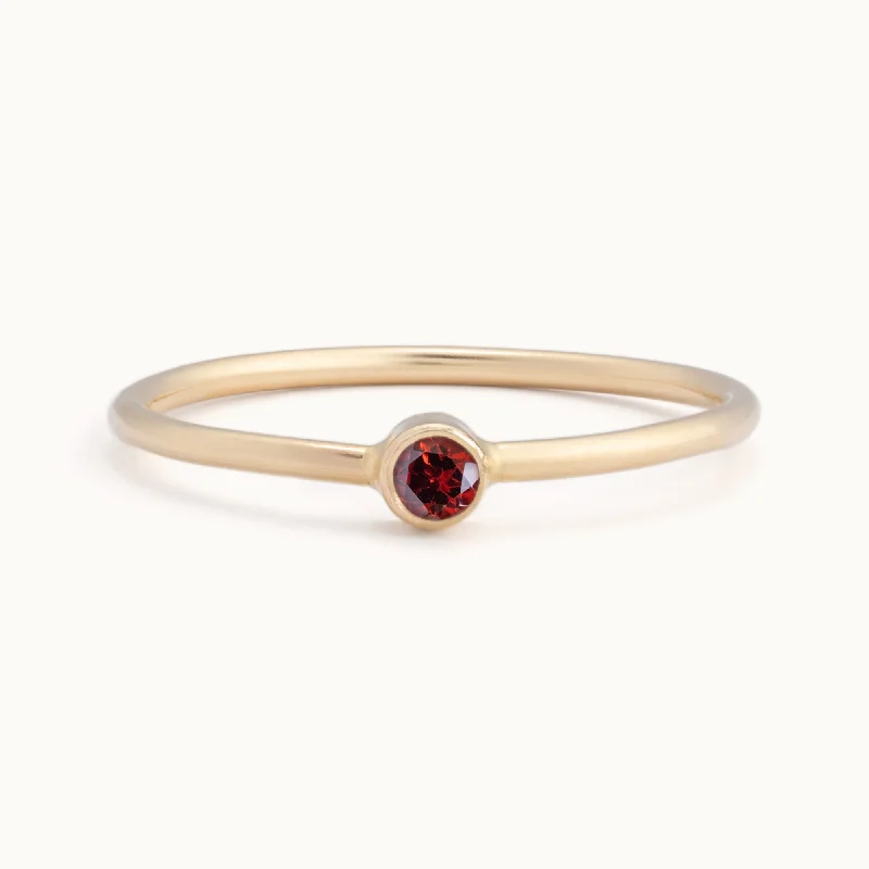 Custom Garnet Birthstone Stacking Ring | 10K Yellow Gold