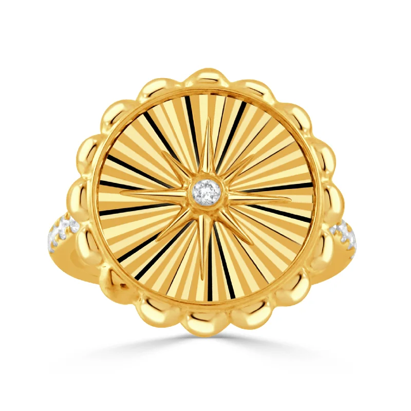 Seasonal Jewelry Deals – Elevate Your Style Diamond 18K Yellow Gold Starburst Fluted Disc Ring