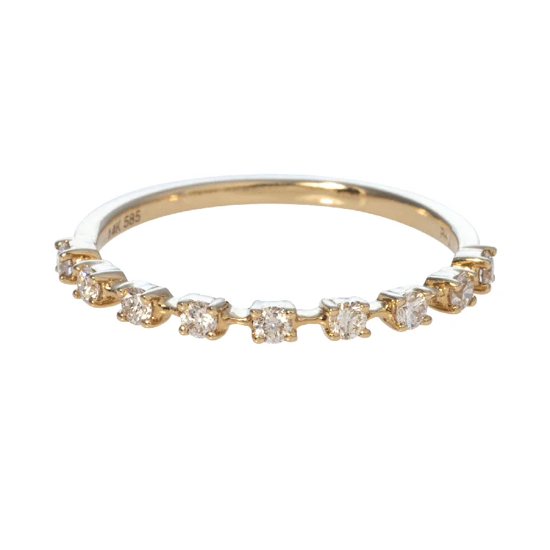 Shop High-Quality Jewelry At Jaw-Dropping Discounts Diamond Bar Spaced 14K Yellow Gold Halfway Band