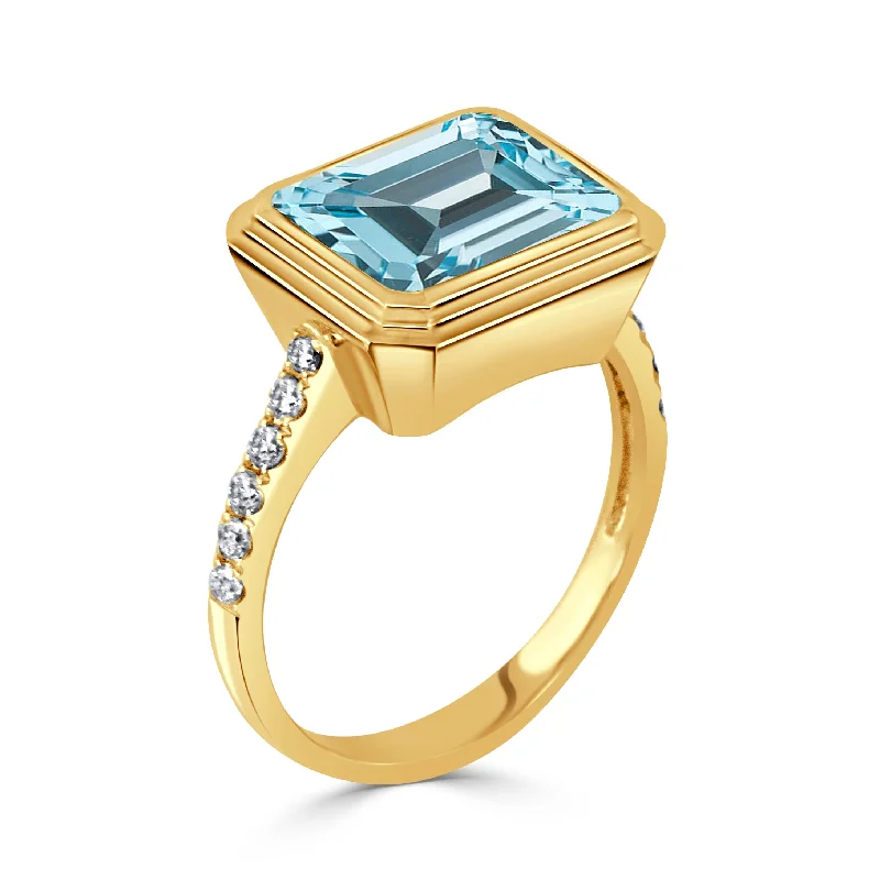 Holiday Jewelry Sale – Perfect Gifts At Great Prices Emerald-Cut Blue Topaz & Diamond 18K Yellow Gold Ring Holiday Jewelry Sale – Perfect Gifts At Great Prices Emerald-Cut Blue Topaz & Diamond 18K Yellow Gold Ring