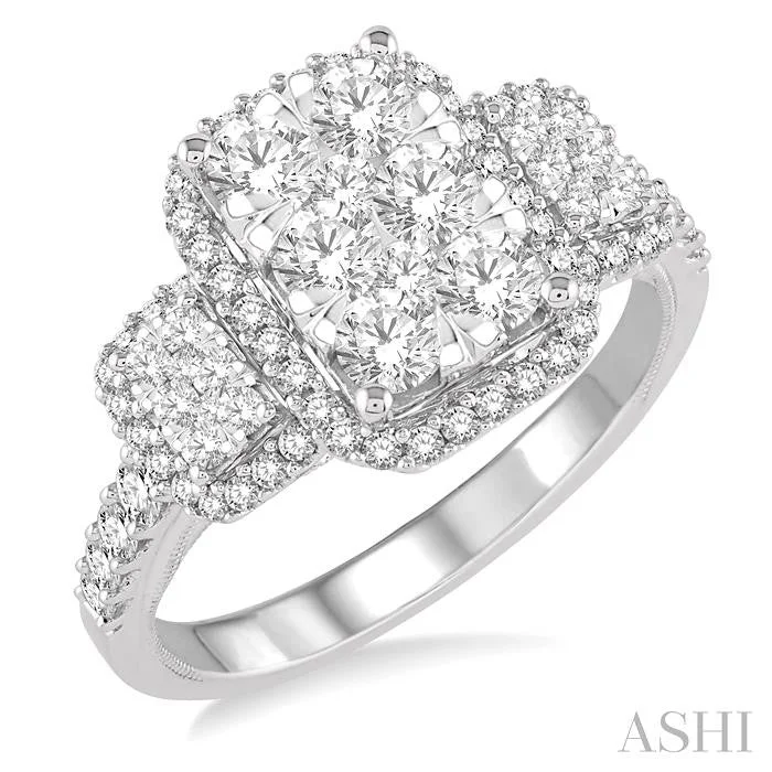 The Biggest Jewelry Sale Of The Year Is Here EMERALD SHAPE PAST PRESENT & FUTURE HALO LOVEBRIGHT DIAMOND ENGAGEMENT RING