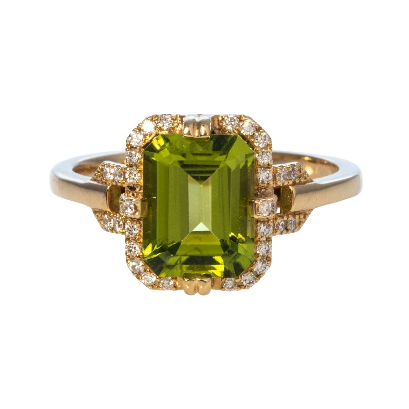 Shop Fine Jewelry With Exclusive Savings Goshwara Emerald-Cut Peridot & Diamond 18K Gold Ring