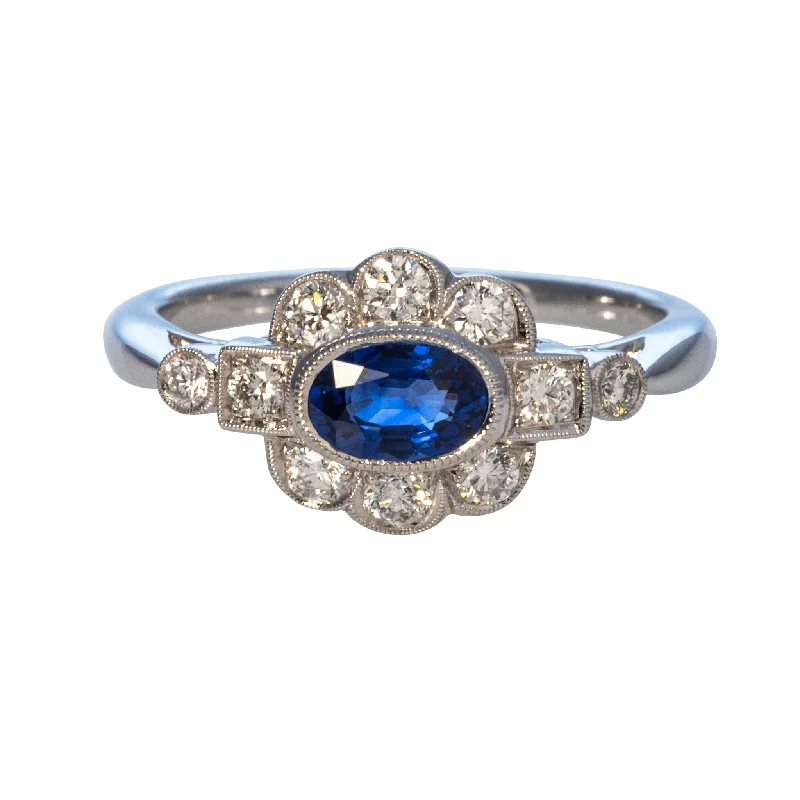 Breathtaking Jewelry, Breathtaking Prices Oval Sapphire & Diamond 14K White Gold Ring