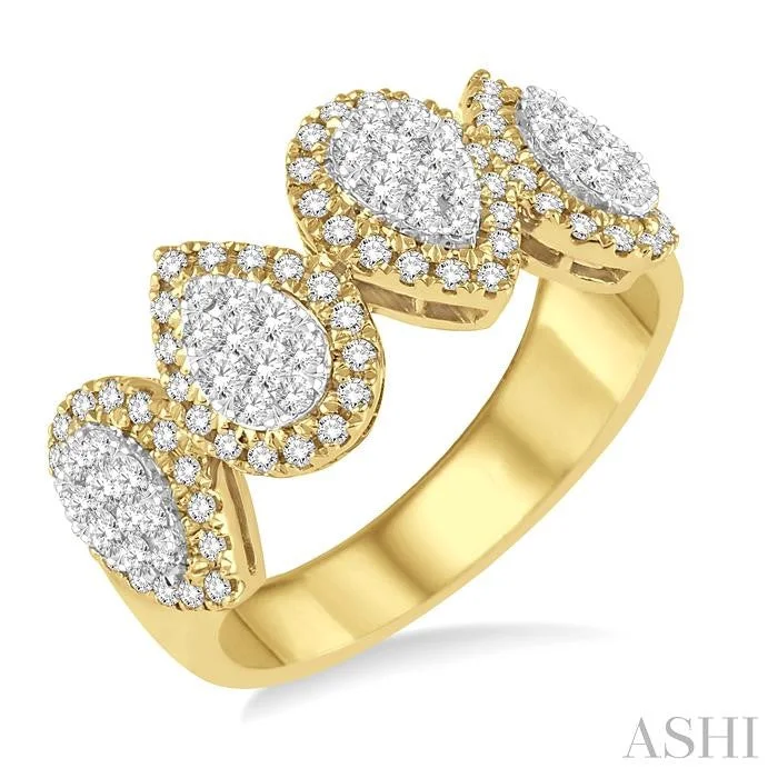 Grab Your Dream Jewelry At The Lowest Prices PEAR SHAPE HALO LOVEBRIGHT HALF ETERNITY DIAMOND RING Grab Your Dream Jewelry At The Lowest Prices PEAR SHAPE HALO LOVEBRIGHT HALF ETERNITY DIAMOND RING