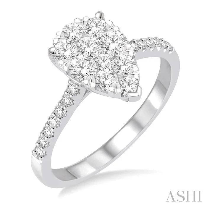 Premium Diamond Jewelry At Once-In-A-Lifetime Discounts PEAR SHAPE LOVEBRIGHT ESSENTIAL DIAMOND ENGAGEMENT RING