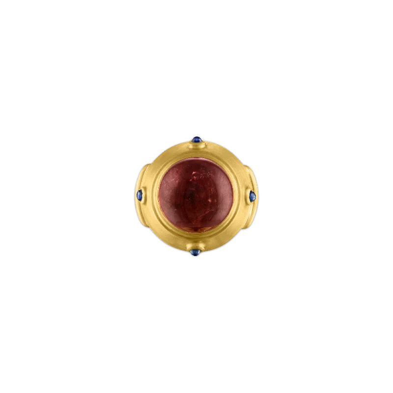 Discounted Jewelry For A Glamorous Look Rose Tourmaline and Blue Sapphire Yia Yia Ring