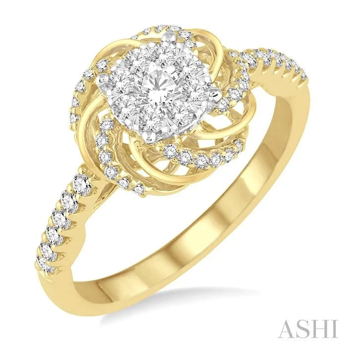 Don't Miss Out On Jaw-Dropping Jewelry Discounts ROUND SHAPE LOVEBRIGHT DIAMOND FLOWER ENGAGEMENT RING