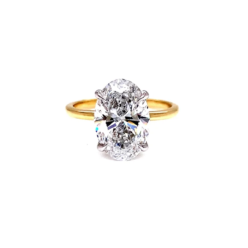 Shop Handcrafted Jewelry At Special Promotional Rates 14K 3.08ct Solitaire Laboratory Grown Oval Diamond Engagement Ring
